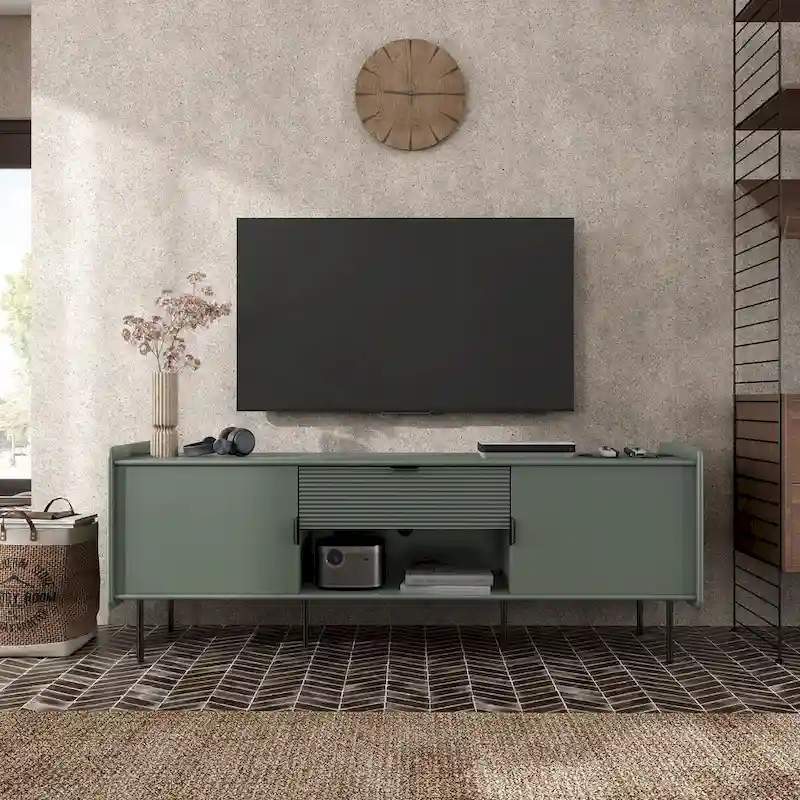 Furniture of America Zaria Modern 60-inch TV Stand with Storage Cabinets and Center Drawer