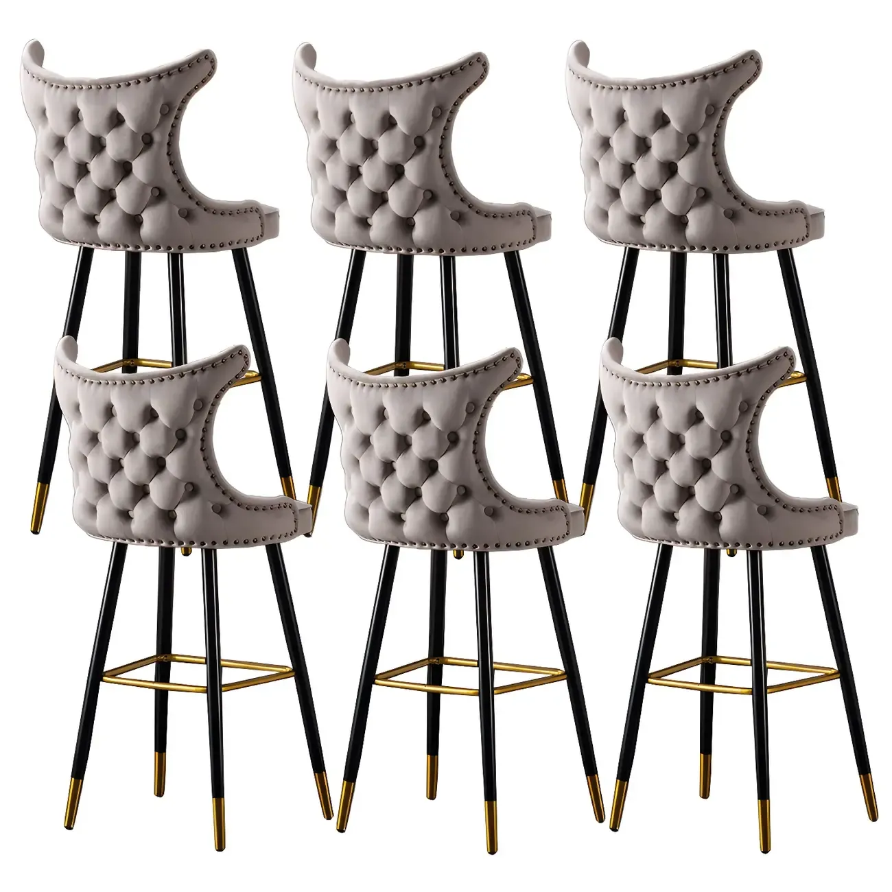 Velvet Upholstered Wingback Counter Height Bar Stools