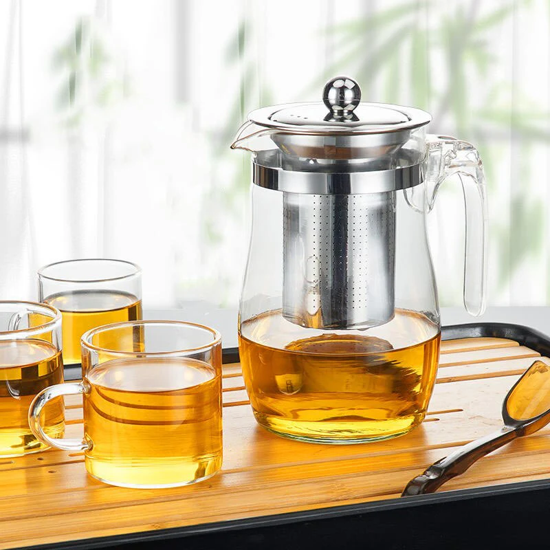 HULIANFU Teapot Glass Explosion-proof High Temperature Flower Teapot Teacup Teapot Filter Single Pot Tea Set Home Tea Cup Glass Juice Cup - Deanwangkt