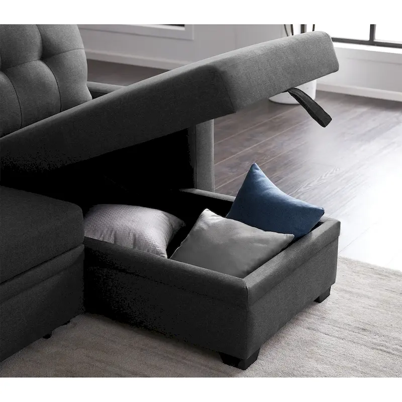 Upholstered Pull out Sectional Sofa with Chaise