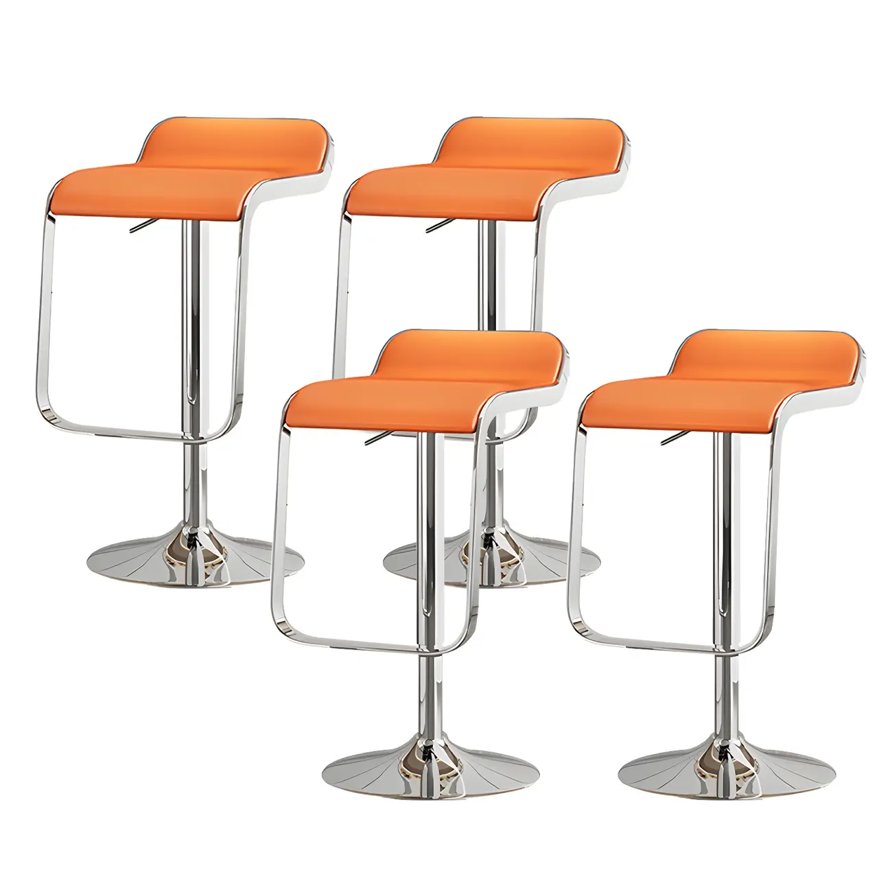 Leather Low Back Metal Adjustable Swivel Bar Stools