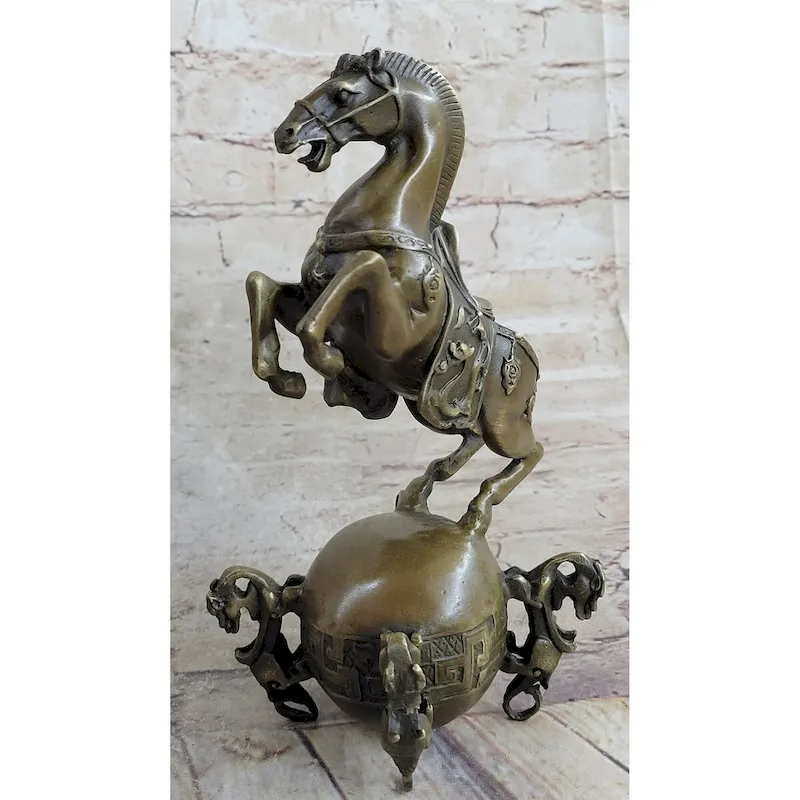 Chinese Tang Imitative Horse Lost Wax Bronze Metal Sculpture Handmade Art By Milo