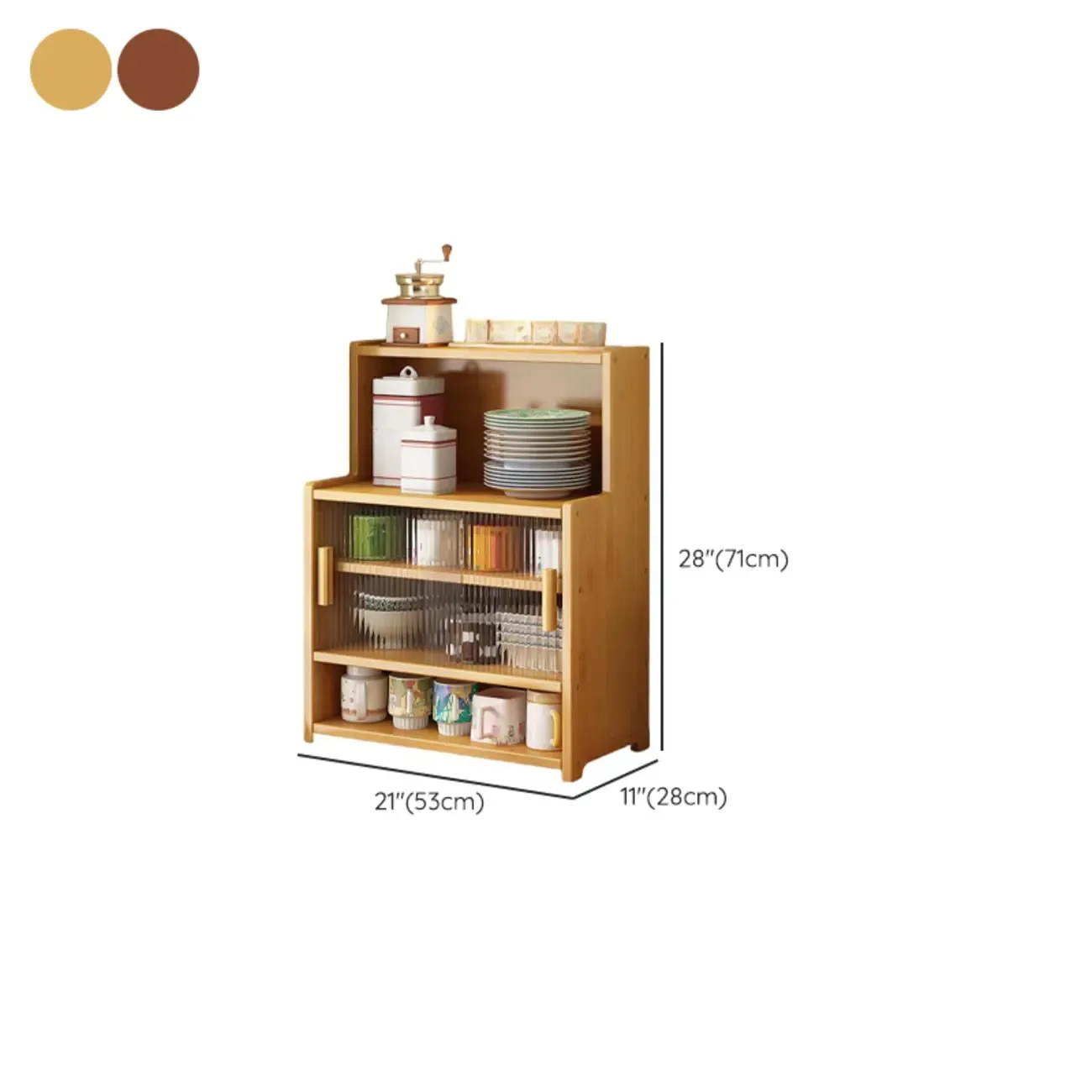 Modern Bamboo Narrow Buffet with Wood Countertop