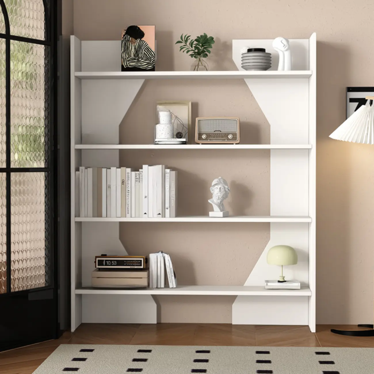 Simple Black Wood 5-Shelf Open Rectangle Bookcase