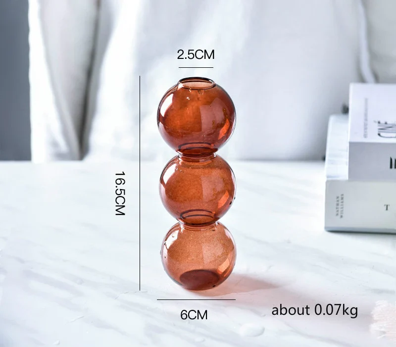 HULIANFU Nordic Creative Glass Bubble Vase Flower Arrangement Spherical Art Flower Ornaments Vases Decoration Home Birthday Gift - Deanwangkt