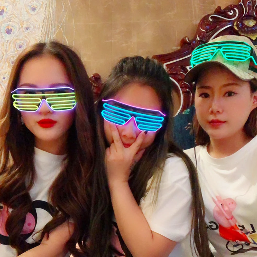 HULIANFU LED Glasses Glowing Halloween Luminous Neon Christmas Party Bril Flashing Light new - Deanwangkt