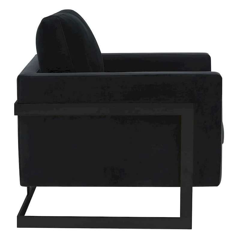 LeisureMod Lincoln Modern Velvet Arm Chair with Black Steel Frame - 35