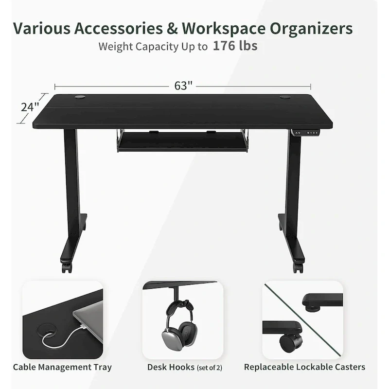 FEZIBO Standing Desk with Keyboard Tray, Electric Height Adjustable Desk, Sit Stand Up Desk, Computer Office Desk