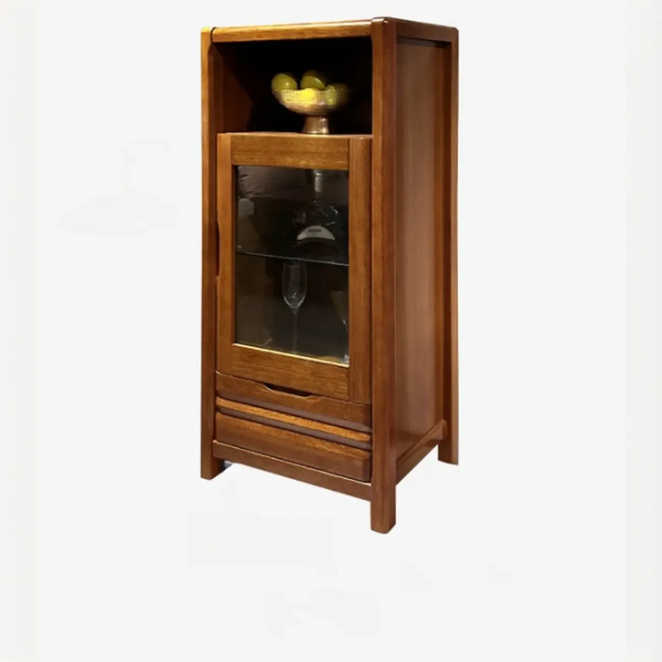 Modern Wood Wine Rack with Glass Holder Walnut