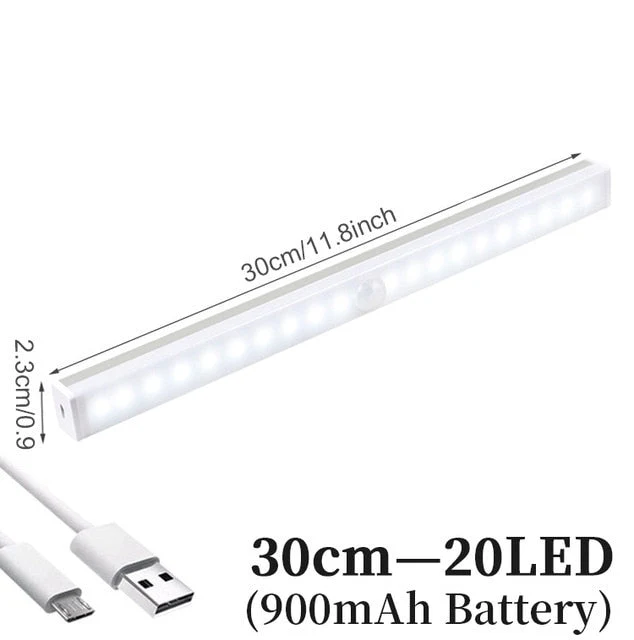 HULIANFU Rechargeable LED Under Cabinet Lighting Closet Light Motion Sensor Kitchen Night Wardrobe With Magnetic Strip For Stairs Bedroom - Deanwangkt