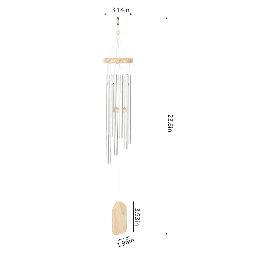 HULIANFU Silver 6 Tube Wind Chime Chapel Bells Wind Chimes Door Wall Hanging Ornament Home Garden Outdoor Decor Wind Chimes - Deanwangkt