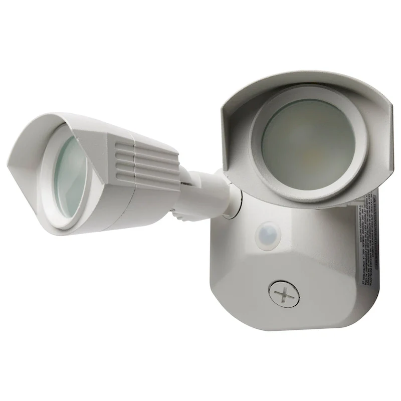 LED Security Light - Dual Head - White Finish - 4000K - 120-277V