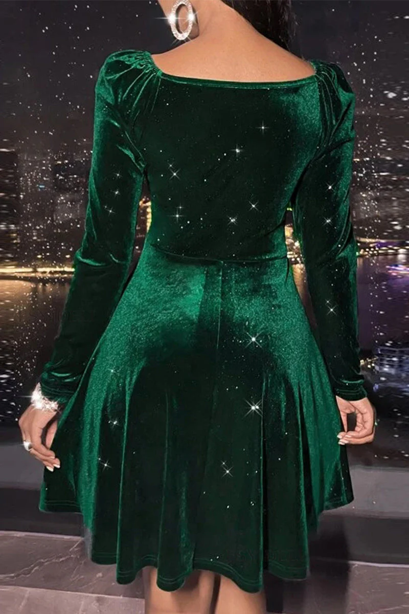 hulianfu Celebrities Elegant Solid Solid Color V Neck A Line Dresses - Deanwangkt