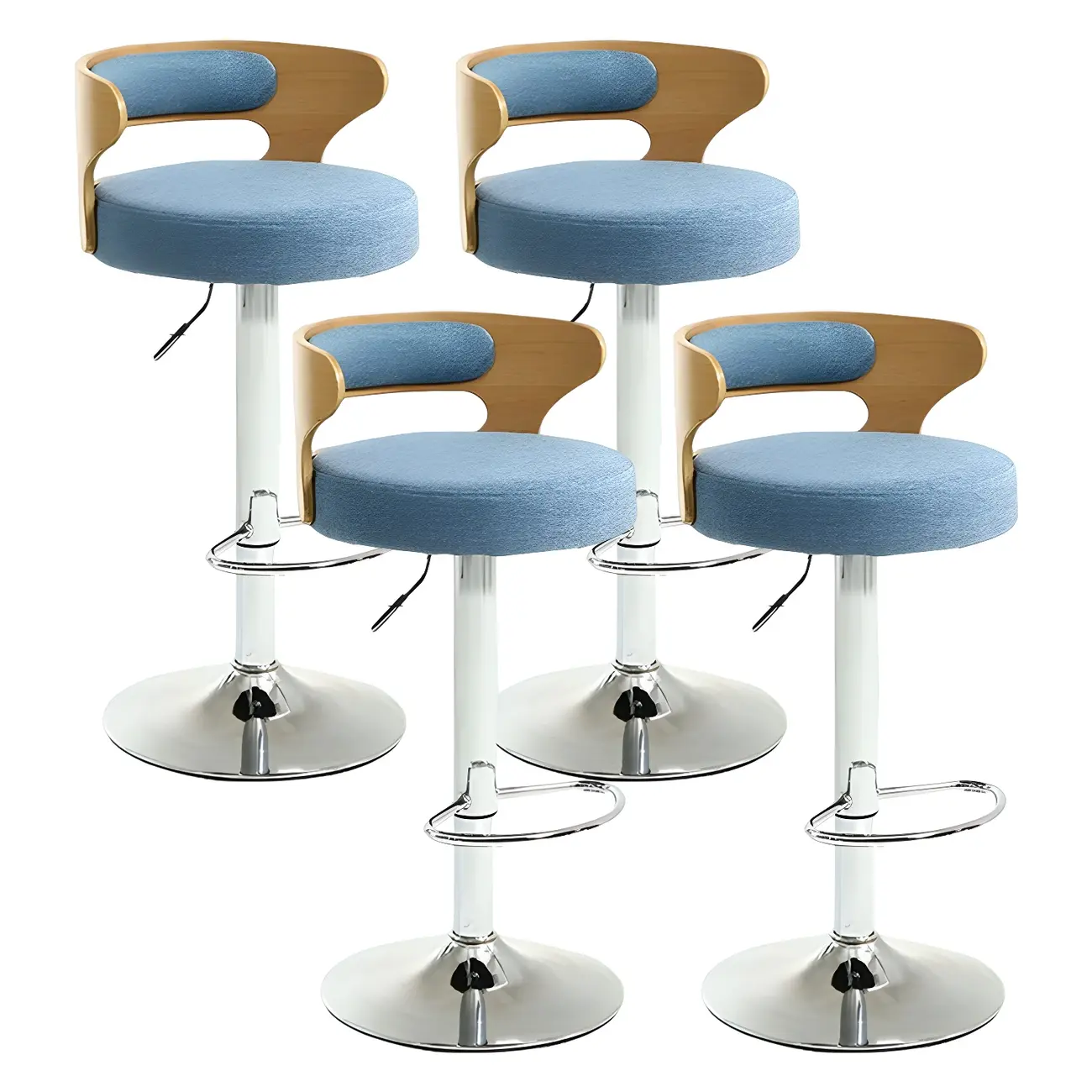 Adjustable Round Leather Swivel Bar Stools with Back