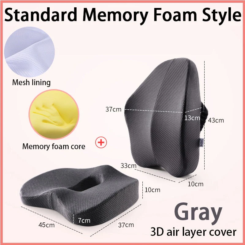 HULIANFU Memory Foam Seat Cushion Orthopedic Pillow Office Chair Cushion Lumbar Cushions Car Seat Butt Hemorrhoid Coccyx Vertebra Sets - Deanwangkt