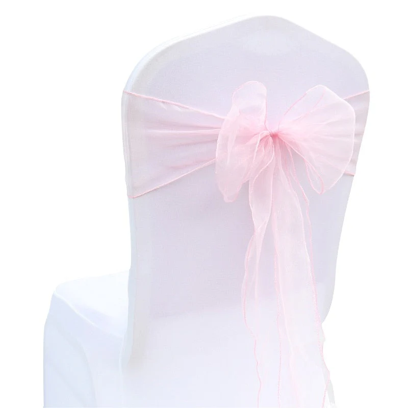 HULIANFU Wedding Decoration Organza Chair Sashes Bow For Party Christmas Halloween hotel Chair Decoration Supplies(Pack of 50pcs  pink) - Deanwangkt