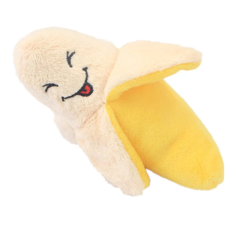 HULIANFU Pet Toys Plush Squeaky Toy Bite-Resistant Clean Dog Chew Puppy Training Toy Soft Banana Bone Vegetable Fruit Pet Supplies - Deanwangkt