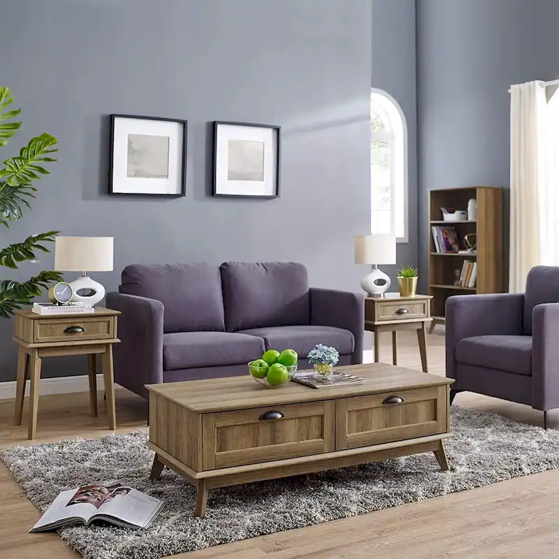 Caffoz Tall Side End Table with Fully Extended Drawer and USB Hub