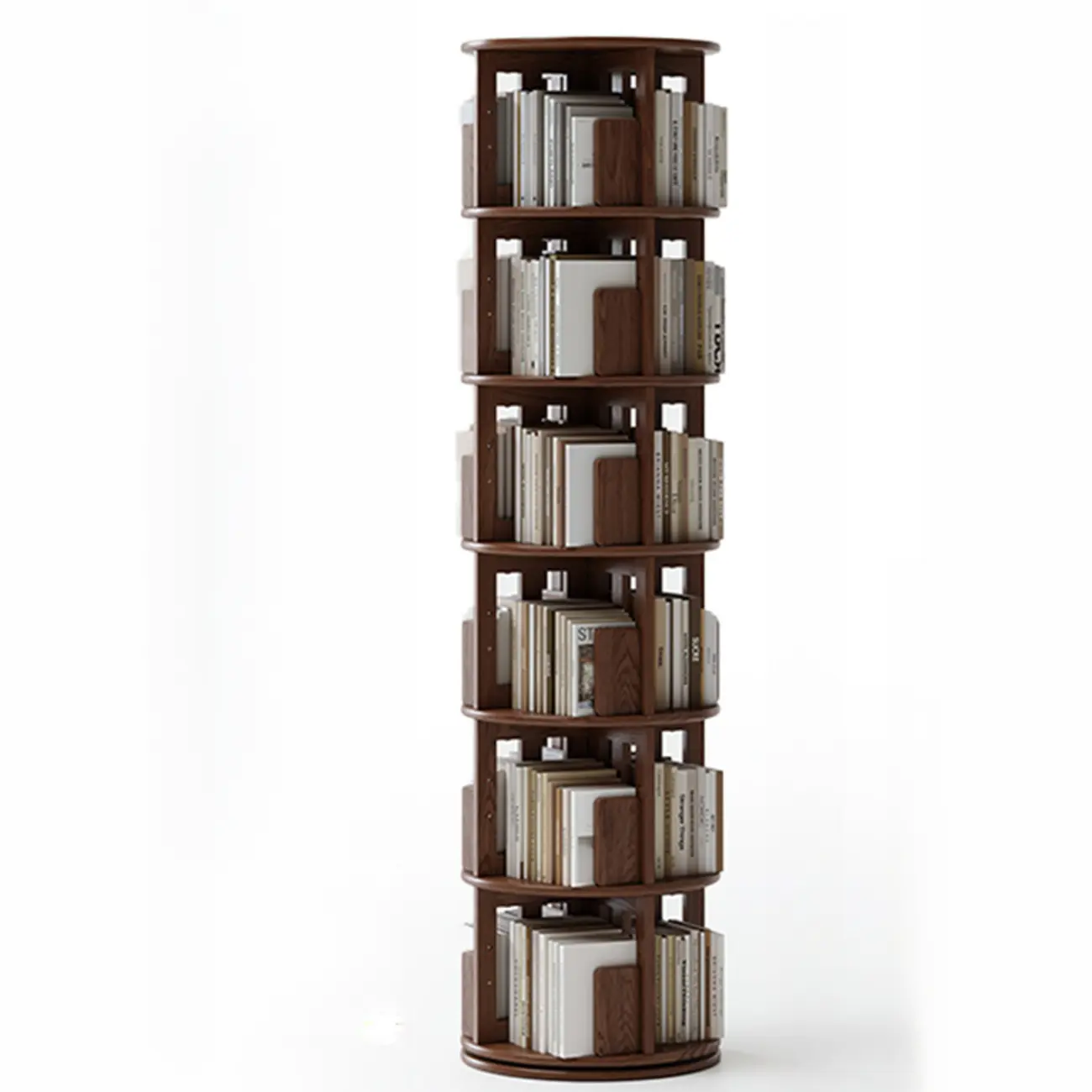 Wooden Vertical Narrow Rotating Bookcase
