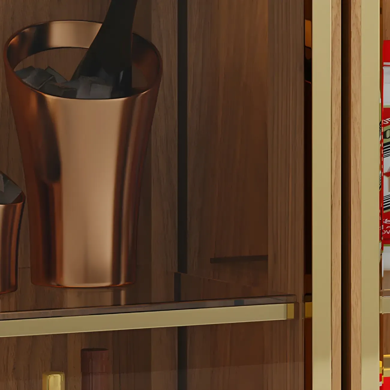 Glam Black Wooden Glass Display Cabinet