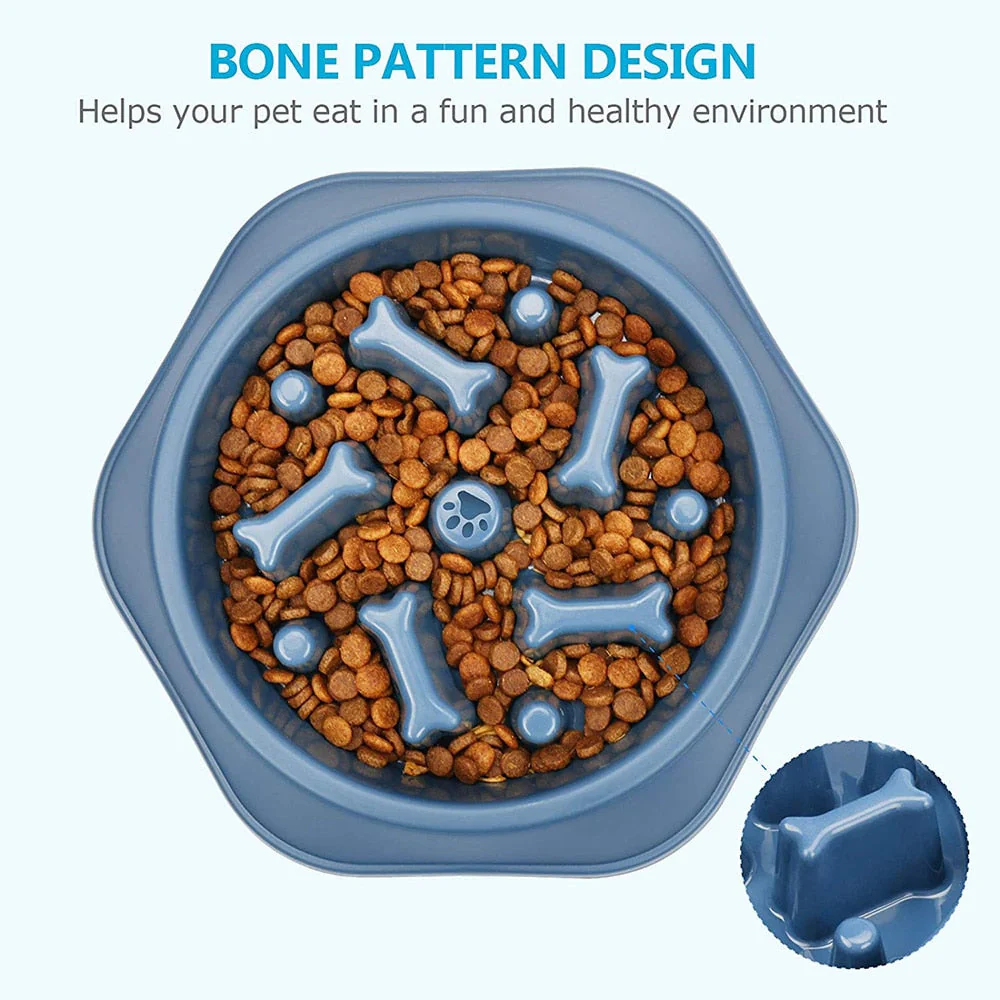 HULIANFU Pet Dog Bowl Dog Slow Feeder Bowl Puppy Cat Slow Eating Dish Bowl Anti-Gulping Food Plate Feeding Dog Cat Food Bowl Pet Supplies - Deanwangkt