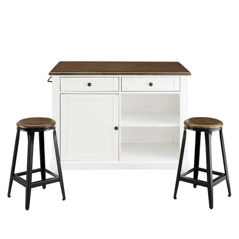 Avenue Greene Betty Kitchen Island with 2 Stools