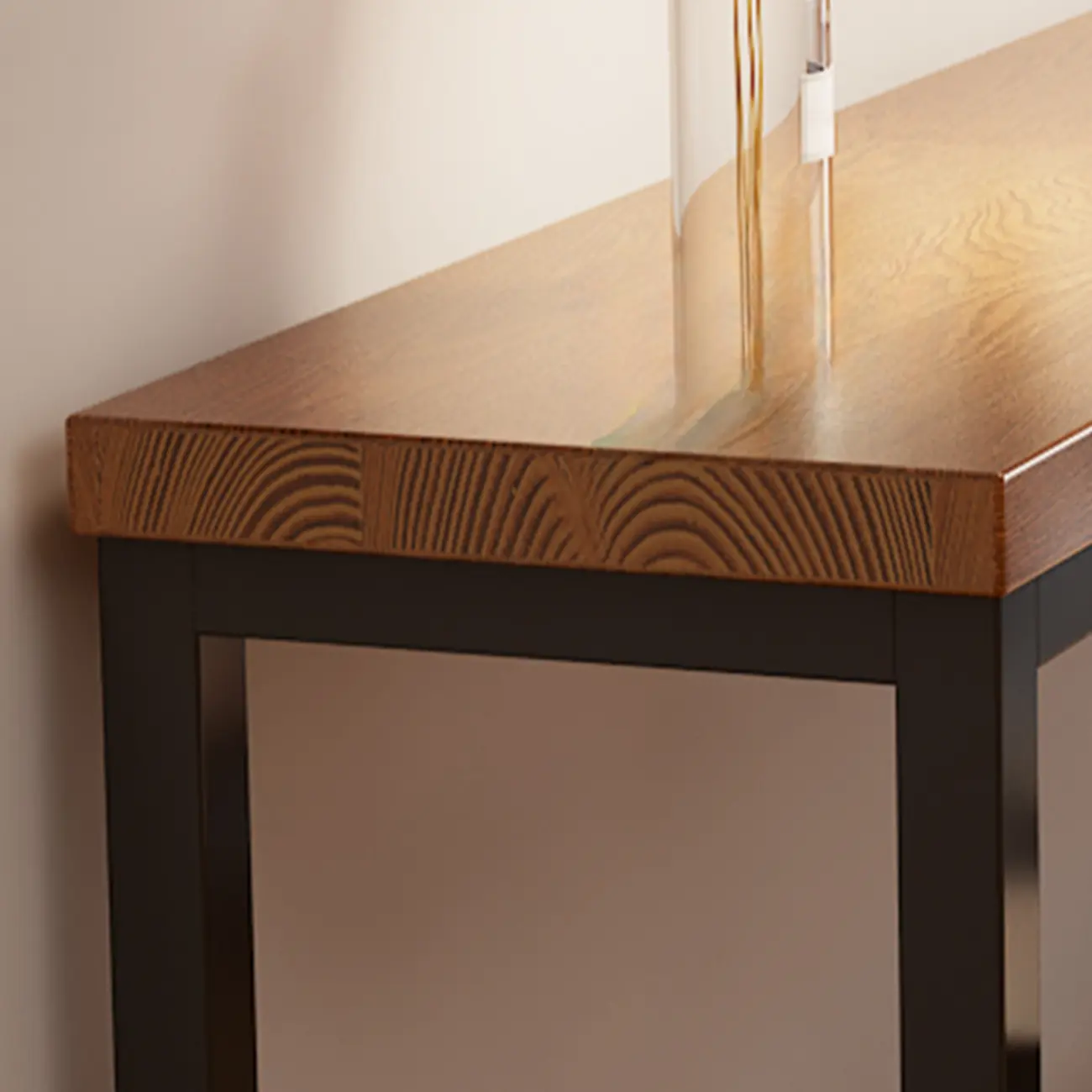 Simple Brown Black Wooden Trestle Bar Tables