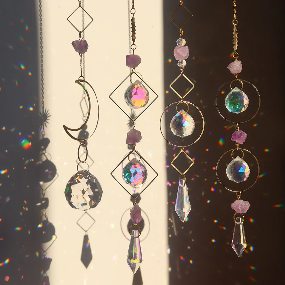 HULIANFU Prism Suncatcher,Hanging Window Crystals,Rainbow Light Catcher,Crystal Sun 50mm Catcher,Summer Gift,Octagon Beads - Deanwangkt