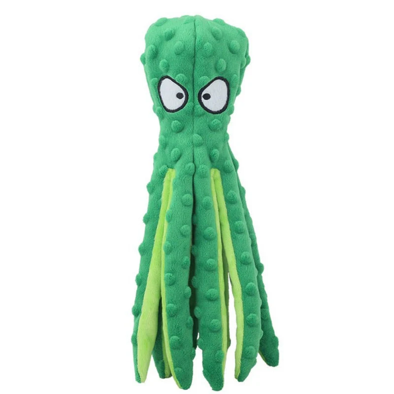 HULIANFU Pet Dog Plush Toy Squeaker Chew Animal Toy Octopus Skin Shell Bite Resistant Plush Toy Funny Durability Molar Toy Pets Supplies - Deanwangkt