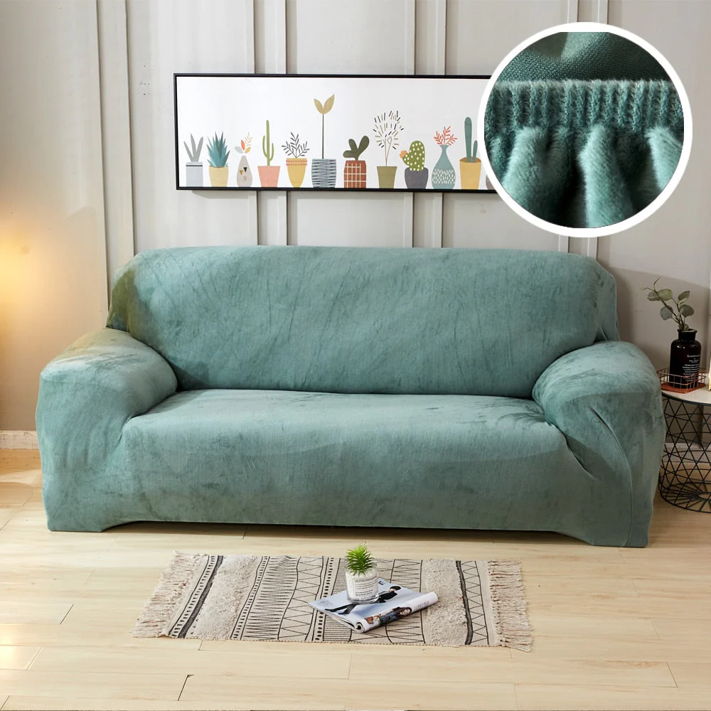 HULIANFU Plush Thick Sofa Cover for Living Room Adjustable Elastic Corner Couch Covers Sectional Slipcover Decor Sofa Chaise Cover Lounge - Deanwangkt