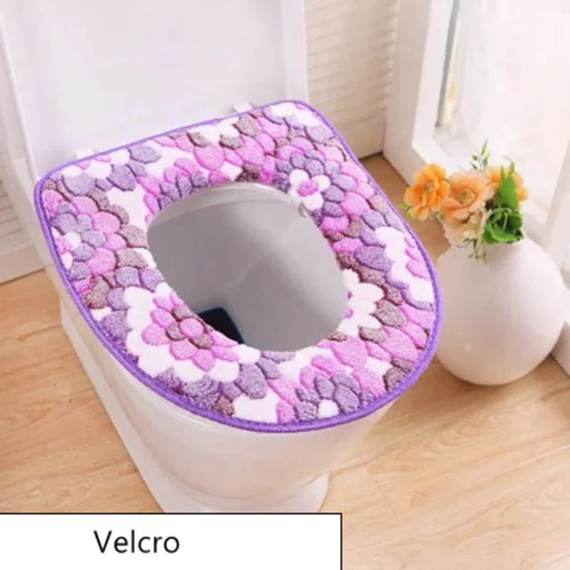 HULIANFU Warm Winter Toilet Seat Cover Closestool Mat Washable Bathroom Accessories Coral Fleece Soft Toilet Pad Universal Toilet Cushion - Deanwangkt