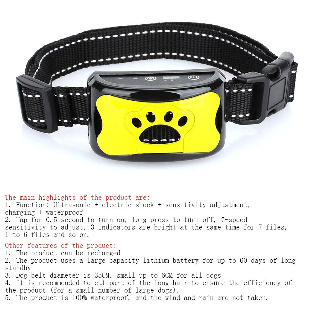 HULIANFU Waterproof Pet Dog Anti Barking Device Electric Dog Training Collar Dog Shock Deterrent Stop Barking Vibration Anti Bark Collar - Deanwangkt