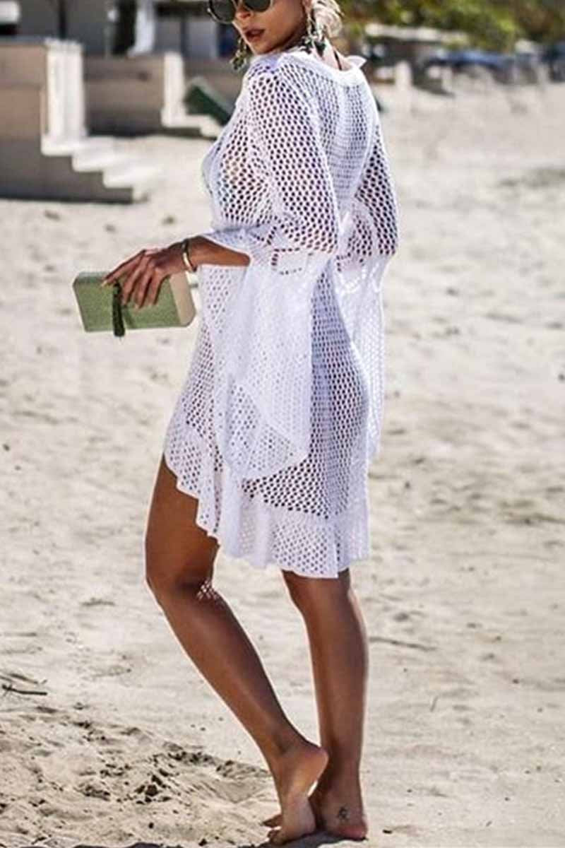 hulianfu Hollow Knitted Beach Cover-up(4 Colors) - Deanwangkt