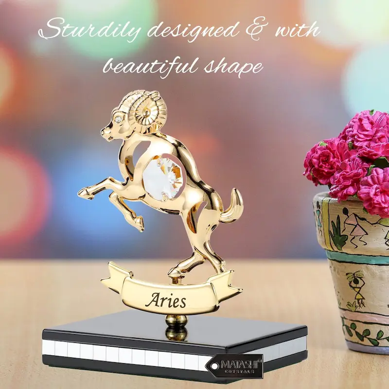 Matashi 24K Gold Plated Zodiac Astrological Sign Aries Figurine