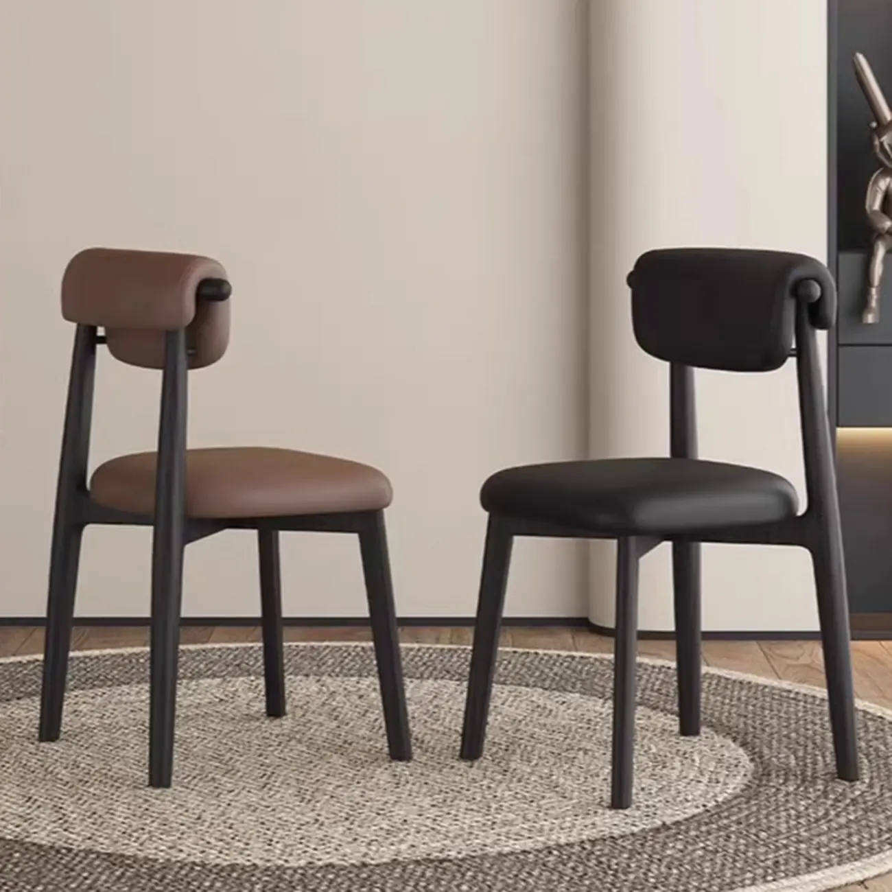 Elegant Low Back Upholstered Faux Leather Dining Chair