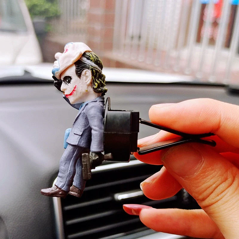 HULIANFU Upside Down Joker Model Car Rearview Mirror Pendant The Joker Doll Car Accessories Interior Aroma Ornament Auto Air Vent Clip - Deanwangkt