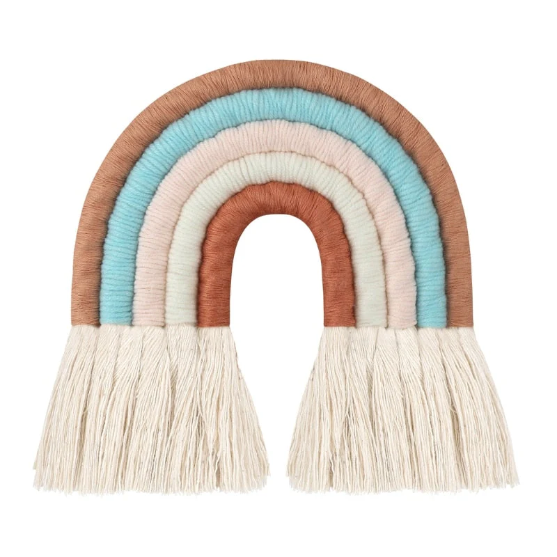 HULIANFU Lines Macrame Rainbow Hanging Ornament DIY Rope Handmade Woven Wall Decor Baby Girls Room Decor Home Nursery Decor - Deanwangkt