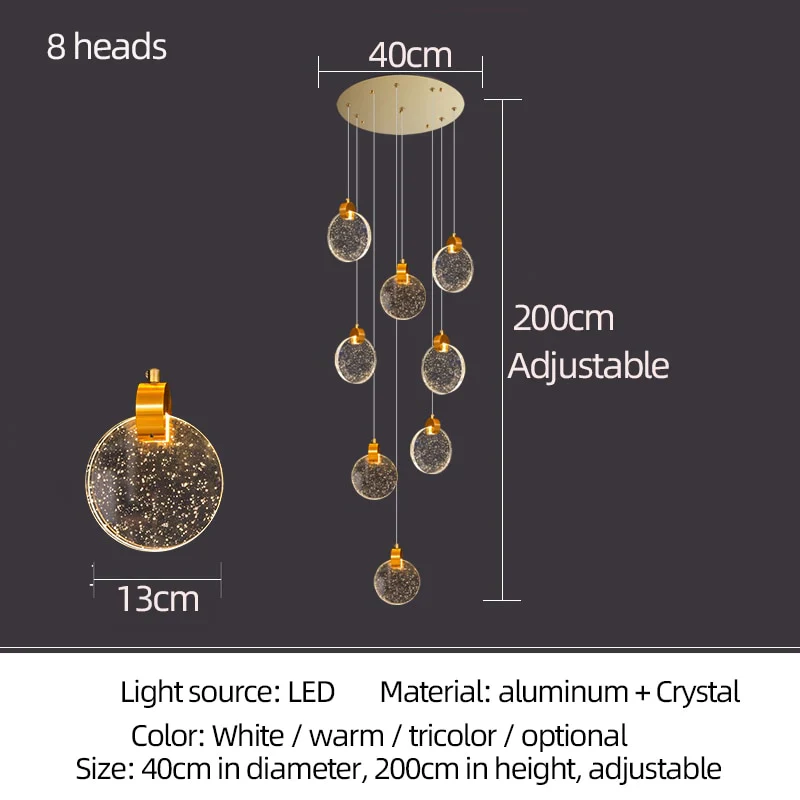 HULIANFU Modern led pendant golden villa staircase living room home decoration chandelier shopping mall crystal rope Chandelier - Deanwangkt