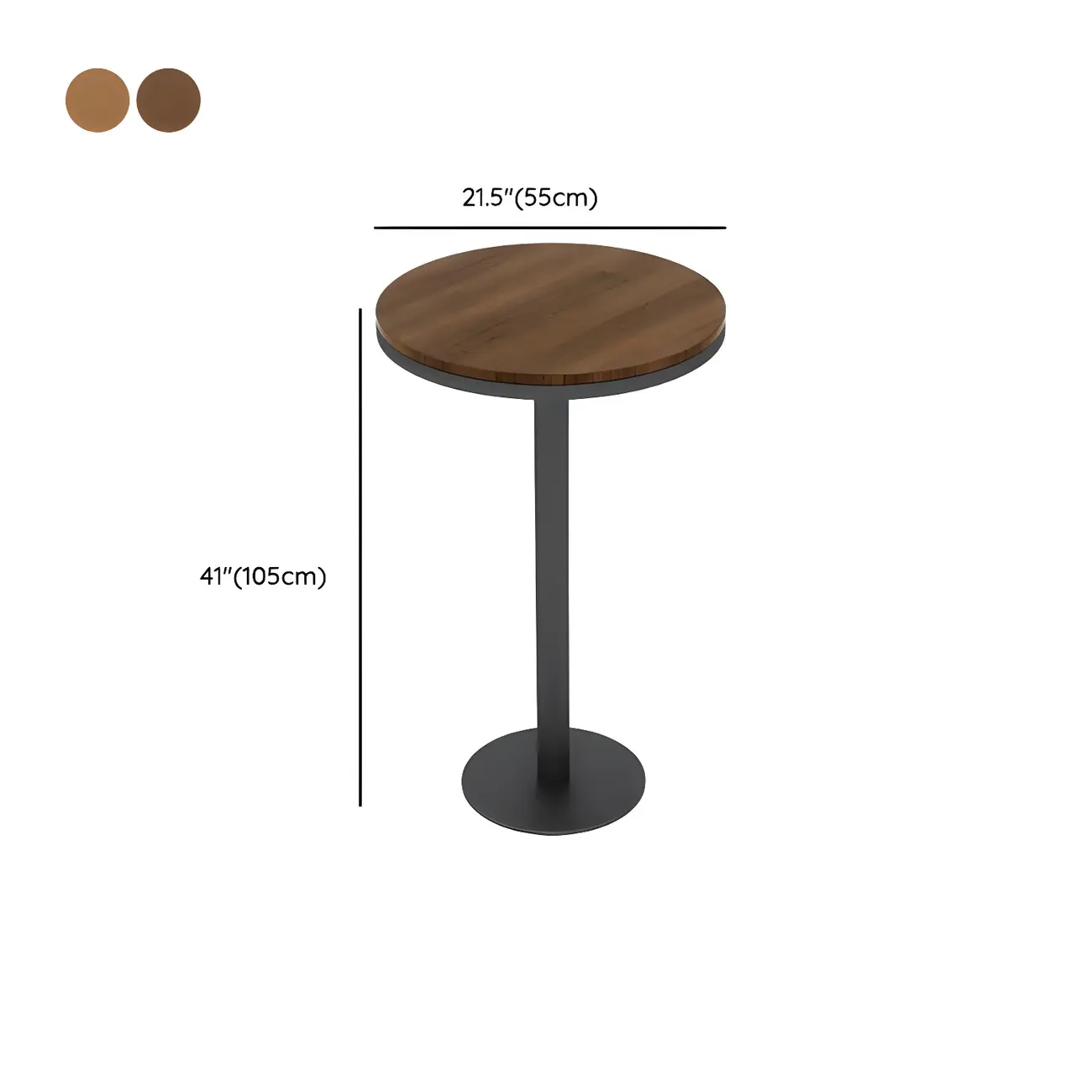 Modern Wooden Bar Height Table with Metal Base Design