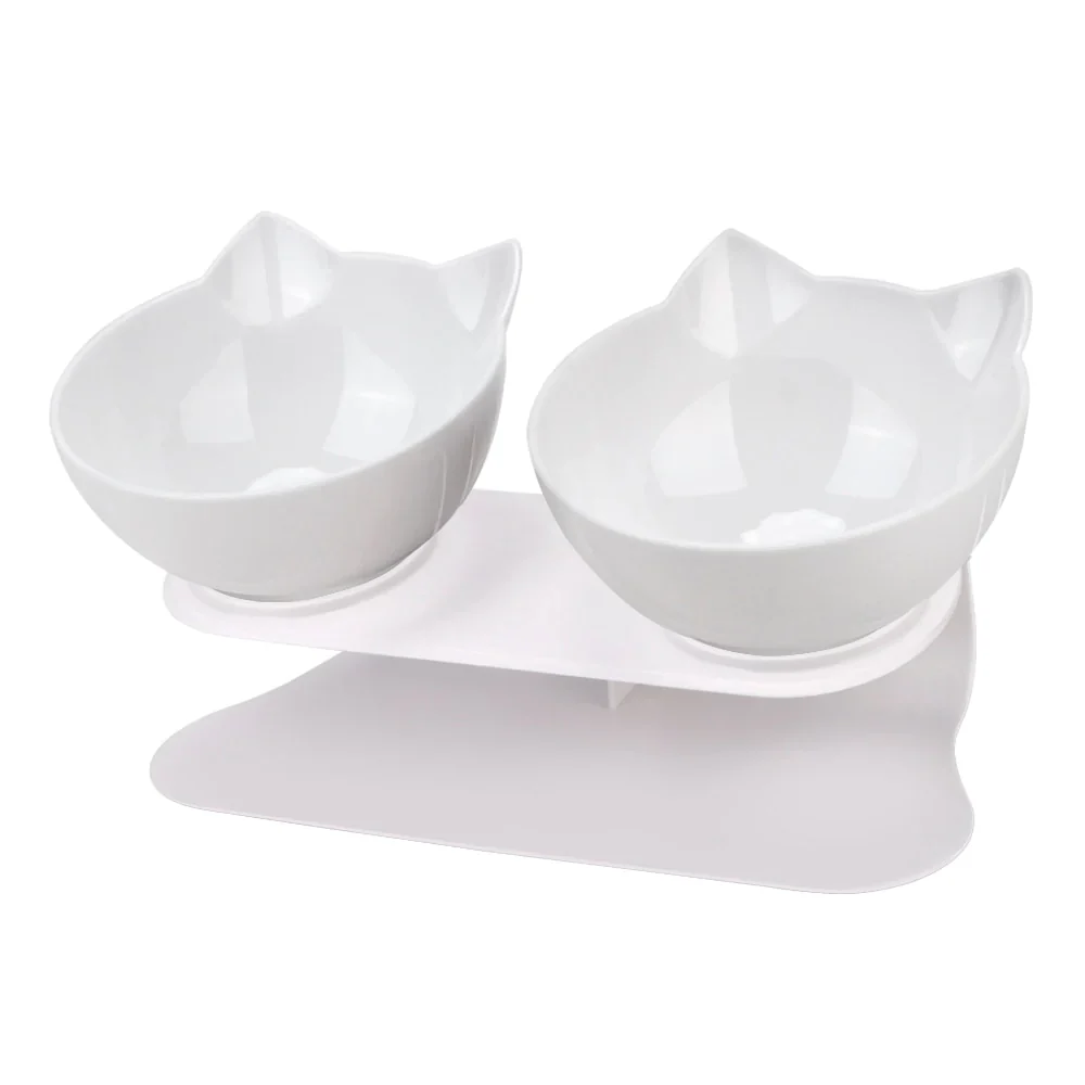 HULIANFU Non-Slip Pet Bowls For Cats Food Cat Water Bowl Double Cat Bowl Dog Bowl Pet Feeding Cat Dogs Feeder Protection Cervical - Deanwangkt
