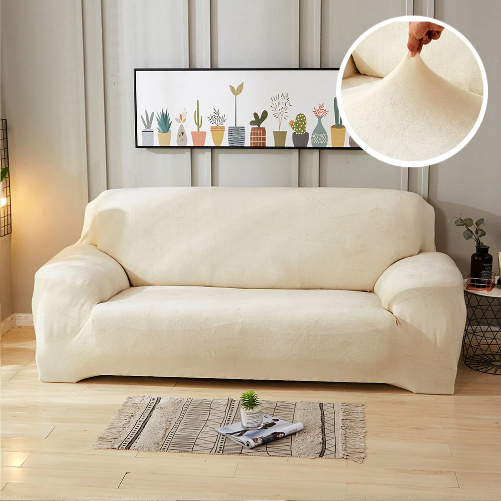 HULIANFU Plush Thick Sofa Cover for Living Room Adjustable Elastic Corner Couch Covers Sectional Slipcover Decor Sofa Chaise Cover Lounge - Deanwangkt