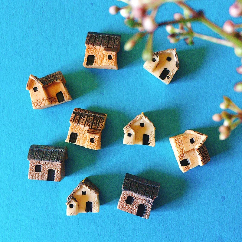HULIANFU New~9 pcs mini house/little trees/miniatures cottage/shabby /cute/ fairy garden/gnome/moss terrarium home decor/crafts supplies - Deanwangkt
