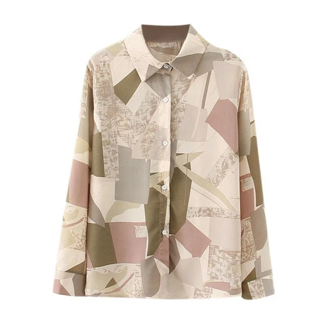 Women Retro Sunflower Print Shirt Oil Painting Print Design Blouse Girl Loose Lapel Tops and Blouses New - Deanwangkt
