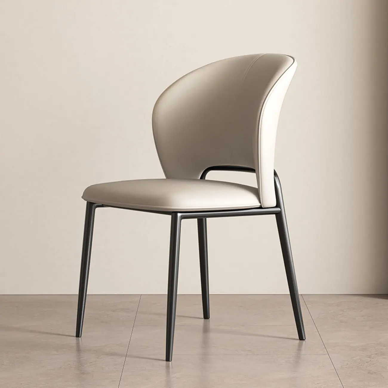 Modern Faux Leather Curved Low Back Dining Chair