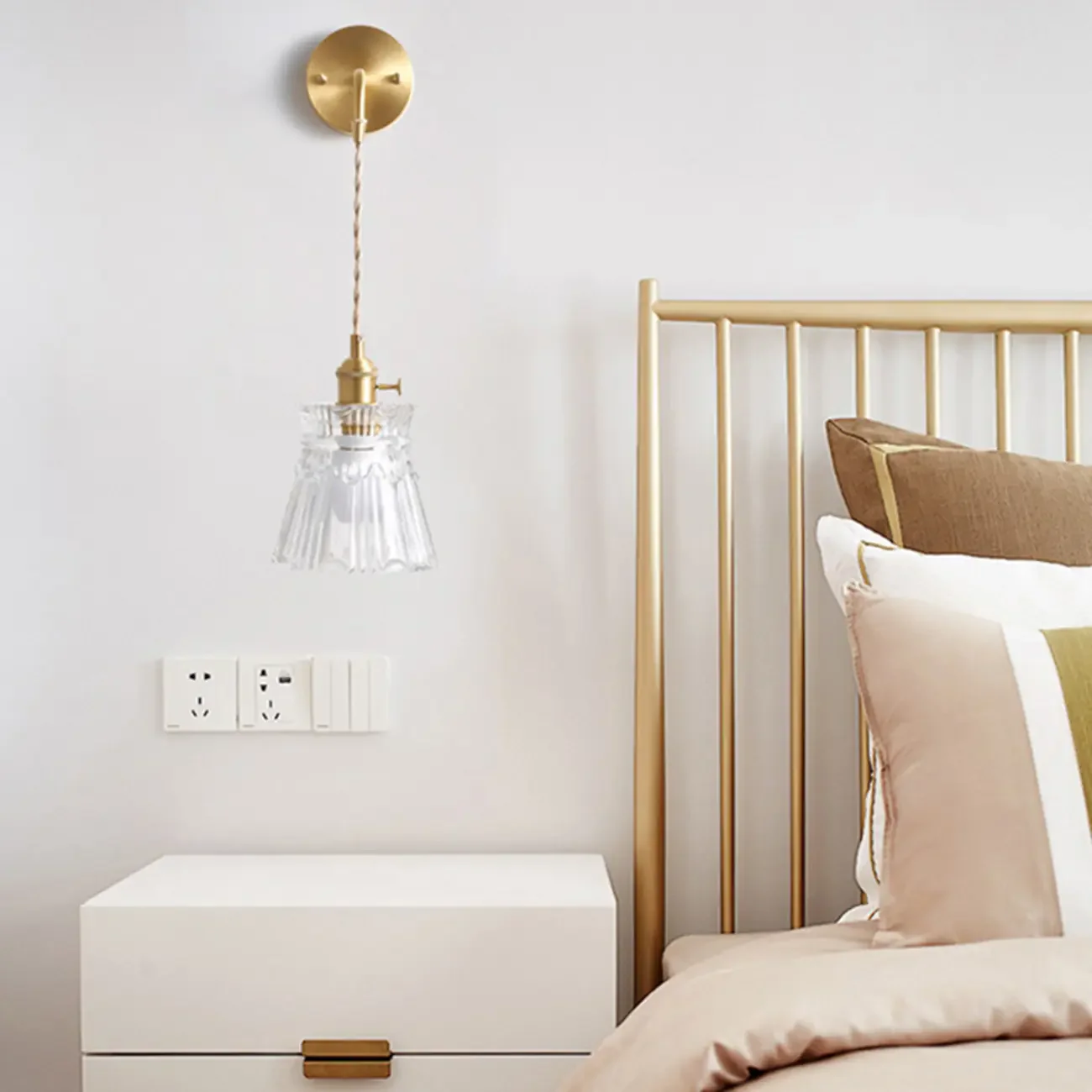 Elegant Cylinderial Gold Glass Wall Sconce