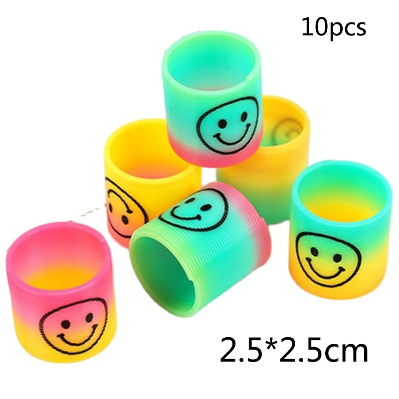 HULIANFU Rainbow Magic Spring, 10Pcs Colorful Rainbow Neon Plastic Spring Toys, Party Supplies Boys Girls Easter, Halloween Gift Toys - Deanwangkt