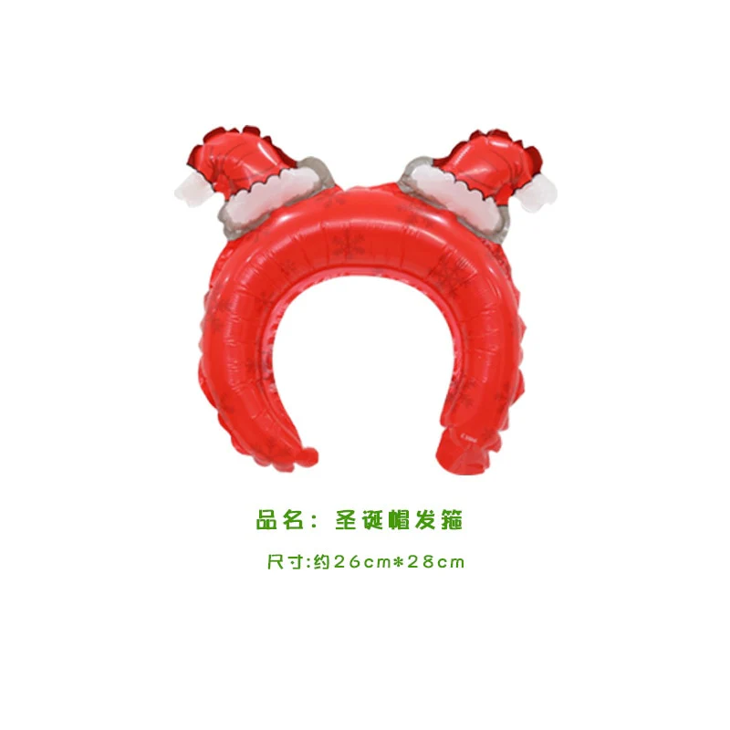 HULIANFU 2026  5pcs Christmas Hair Band Foil Inflate Balloons Santa Claus Snowman Headbands Balloon Kids Christmas Gifts Toys Balloon Balls - Deanwangkt