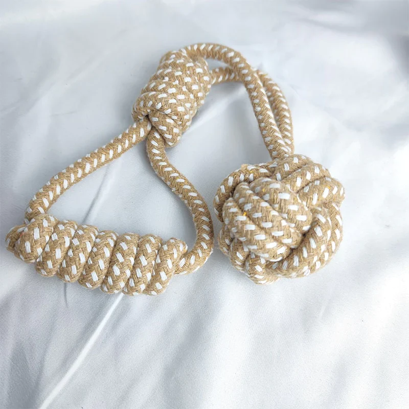 HULIANFU MZHQ 1 Solid color Cotton Rope Braided Labrador Training Molar Teeth Bite-Resistant Teeth Cleaning Dog Pet Toy Ball Dog Supplies - Deanwangkt