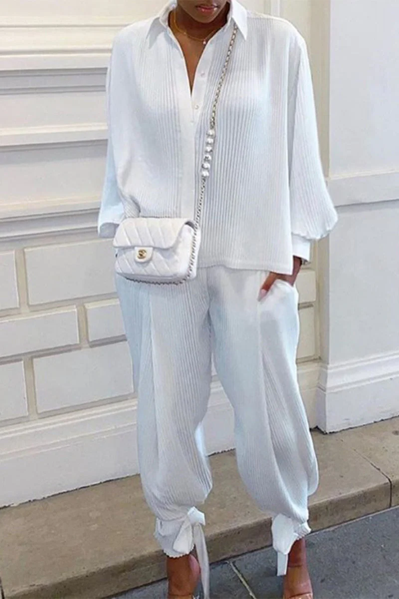 hulianfu Casual Solid Pocket Turndown Collar Long Sleeve Two Pieces(4 Colors) - Deanwangkt