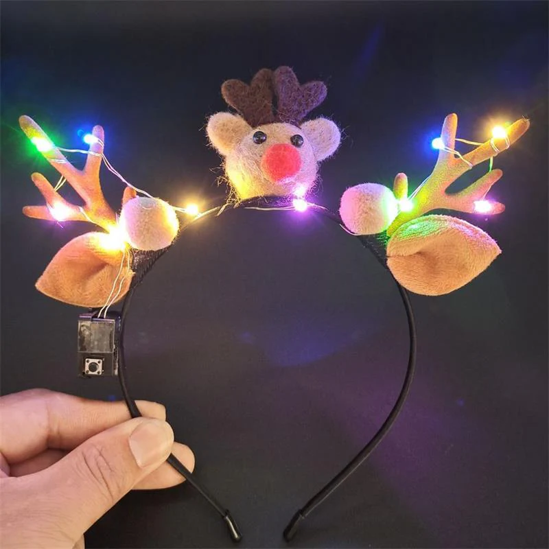 HULIANFU 2026  Luminous Elk Antler Headband Christmas Concert Forest Branch Deer Ear Headgear Hair Accessories Scenic Stage Show Photo Props - Deanwangkt